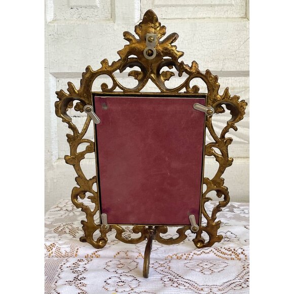 Antique Art Nouveau Ornate Brass Gold Easel/hanging Frame Leaf Scrolling - Picture 16 of 16